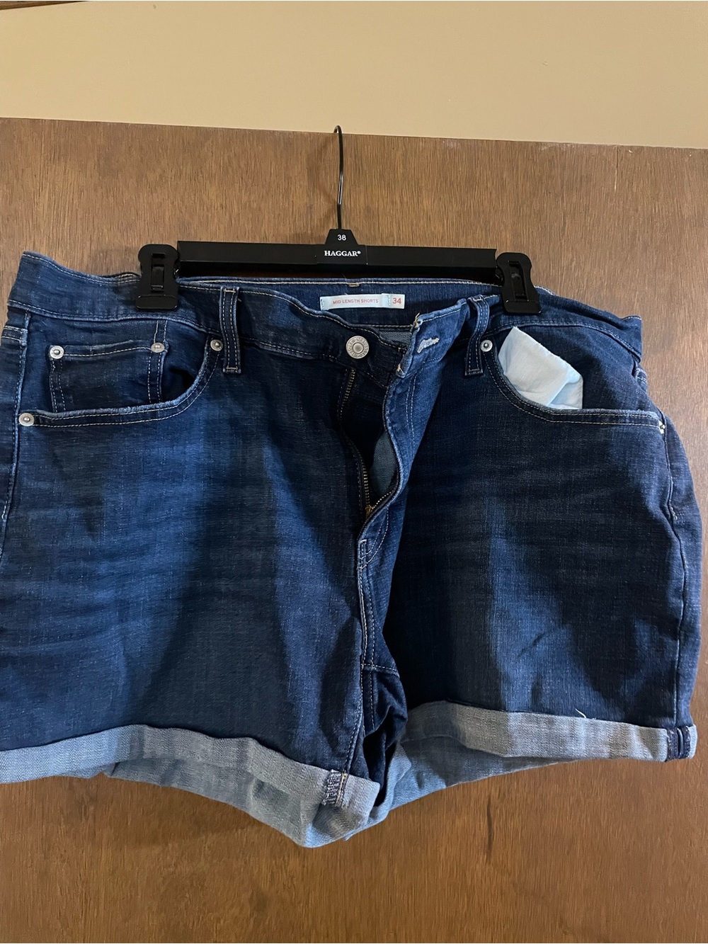 Levi's Dark Blue Rolled Cuff Denim Shorts